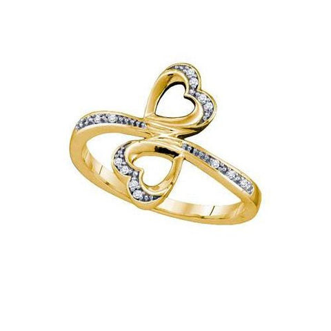 10KT Yellow Gold 0.04CTW DIAMOND  MICRO PAVE  HEART  RING