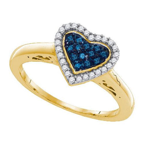 925 Sterling Silver Yellow 0.17CTW DIAMOND HEART RING