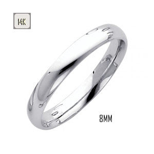 14K White Gold 8MM Classic Comfort Fit Wedding Band