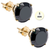 14K Yellow Gold Stud Earring Aprx .24 Carat Total Weight, 5mm Each Round Black Simulated Diamond Earring. Set on High Quality Prong Setting & Friction Style Post