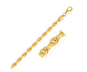 Solid Diamond Cut Rope Chain in 10K Yellow Gold (5.0mm)