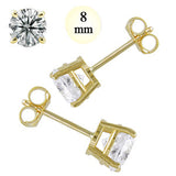 14K Yellow Gold Stud Earring Aprx 1.5 Carat Total Weight, 8mm Each Round Simulated Diamond Earring. Set on High Quality Prong Setting & Friction Style Post