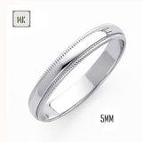 14K White Gold 5MM Traditional Classic Wedding Band with Milgrain Edging