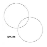 14K White Gold 40 mm in Diameter Endless Hoop Earrings with 1.5 mm in Thickness