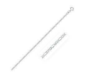 Solid Figaro Chain in 14K White Gold (1.9mm)
