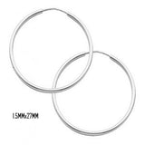 14K White Gold 30mm in Diameter Endless Hoop Earrings with 1.5 mm in Thickness