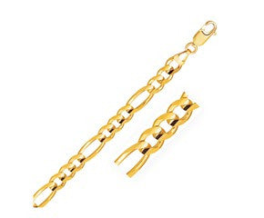 Solid Figaro Chain in 14K Yellow Gold (7.0mm)