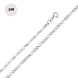 14K White Gold 035-1.6MM Fancy Figaro Link Chain with Spring Ring Clasp Closure