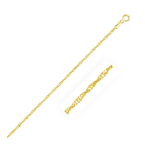 1.7mm 10K Yellow Gold Singapore Anklet