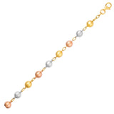14K Three-Toned Yellow, White, and Rose Gold Ball Bracelet