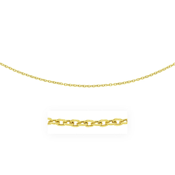 3.5mm 14K Yellow Gold Pendant Chain with Textured Links
