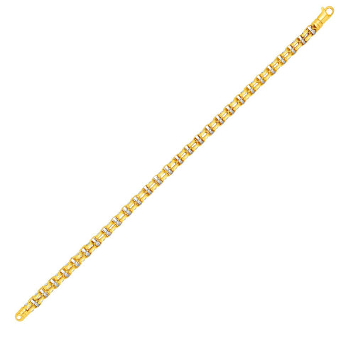 14K Two-Toned Yellow and White Gold Double Link Men's Bracelet
