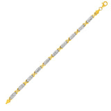 14K Two-Toned Yellow and White Gold Double  inchesS inches Pattern Bracelet