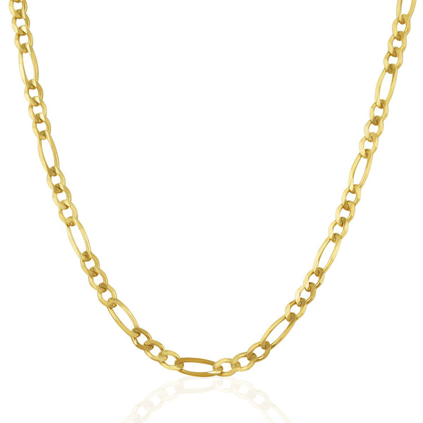 3.8mm 14K Yellow Gold Solid Figaro Chain
