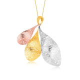 Italian Design 14K Tri-Color Gold Freeform Weave Pendant