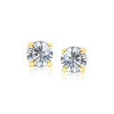 14K Yellow Gold 8.0mm Round CZ Stud Earrings