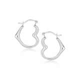 10K White Gold Heart Hoop Earrings