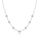 14K White Gold Necklace with Crystal Embellished Sphere Stations