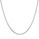 2.6mm 14K White Gold Solid Curb Chain
