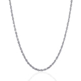 3.0mm 14K White Gold Solid Diamond Cut Rope Chain