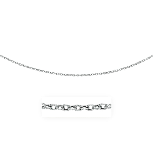 3.5mm 14K White Gold Pendant Chain with Textured Links