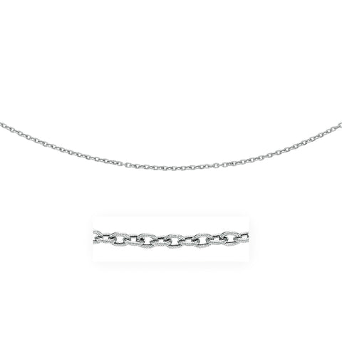 3.5mm 14K White Gold Pendant Chain with Textured Links