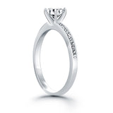 14K White Gold Engagement Ring with Diamond Channel Set Band