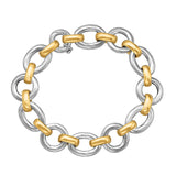 18K Yellow Gold and Sterling Silver Diamond Cut Rhodium Plated Bracelet