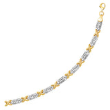 14K Two-Tone Gold Fancy X Line Bracelet