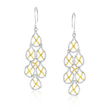 14K Yellow Gold & Sterling Silver Pear Shaped Beaded Earrings