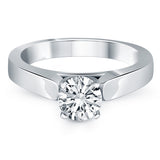 14K White Gold Wide Cathedral Solitaire Engagement Ring