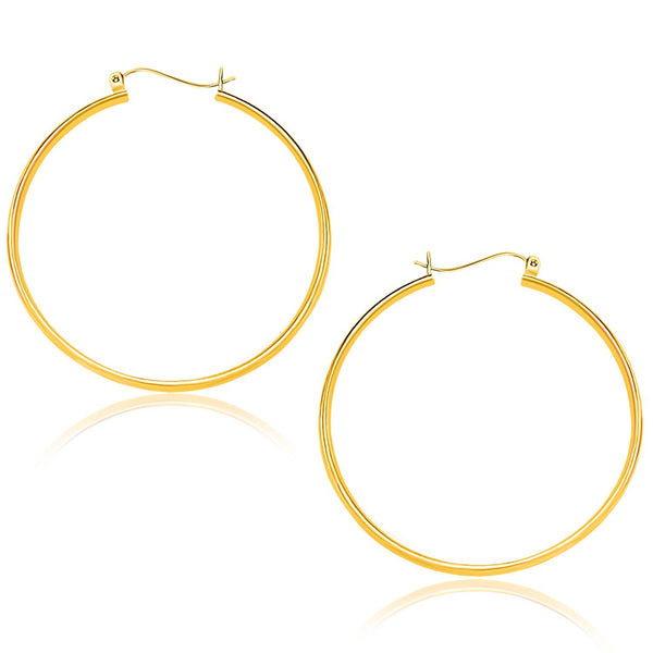 10K Yellow Gold Polished Hoop Earrings (40mm)