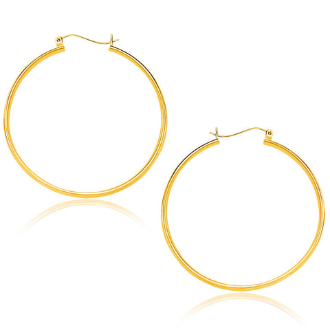 10K Yellow Gold Polished Hoop Earrings (40mm)