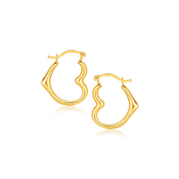 10K Yellow Gold Heart Hoop Earrings