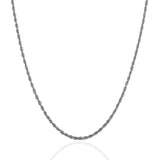 1.5mm 10K White Gold Solid Diamond Cut Rope Chain