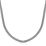 Sterling Silver Rhodium Plated Popcorn Style Necklace
