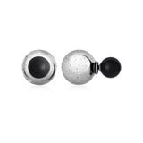 Textured Stud Earrings with Onyx in Sterling Silver