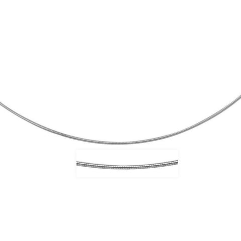 14K White Gold Thin Motif Round Omega Necklace
