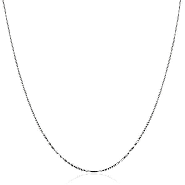 14K White Gold Thin Motif Round Omega Necklace
