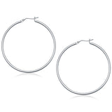 14K White Gold Polished Hoop Earrings (50 mm)