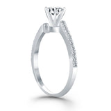 14K White Gold Open Shank Bypass Diamond Engagement Ring