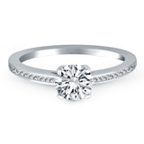 14K White Gold Channel Set Cathedral Engagement Ring