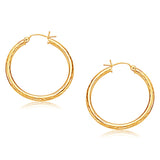 14K Yellow Gold Hoop Earring with Diamond-Cut Finish (30 mm Diameter)