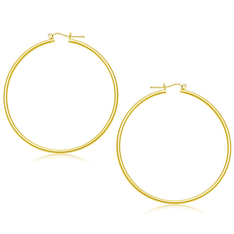 14K Yellow Gold Polished Hoop Earrings (55 mm)