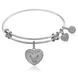 Expandable Bangle in White Tone Brass with U.S. Air Force Proud Wife Symbol