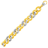 14K Two-Tone Yellow and White Gold Textured Oval Bracelet
