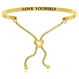 Yellow Stainless Steel Love Yourself Adjustable Bracelet