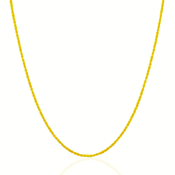 1.25mm 14K Yellow Gold Solid Diamond Cut Rope Chain