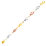 14K Three-Toned Yellow, White, and Rose Gold Teardrop Bracelet