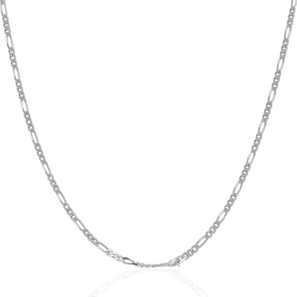1.9mm 14K White Gold Solid Figaro Chain